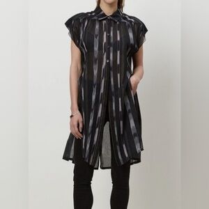 Rachel Comey Black and Gray Striped Blouse